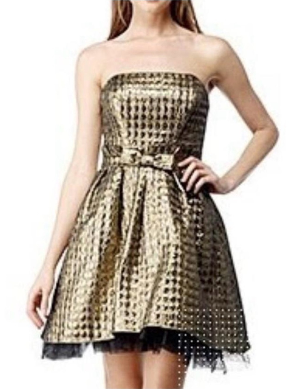 Betsey Johnson Metallic Silver Strapless Fit-and-Flare Dress Size 2